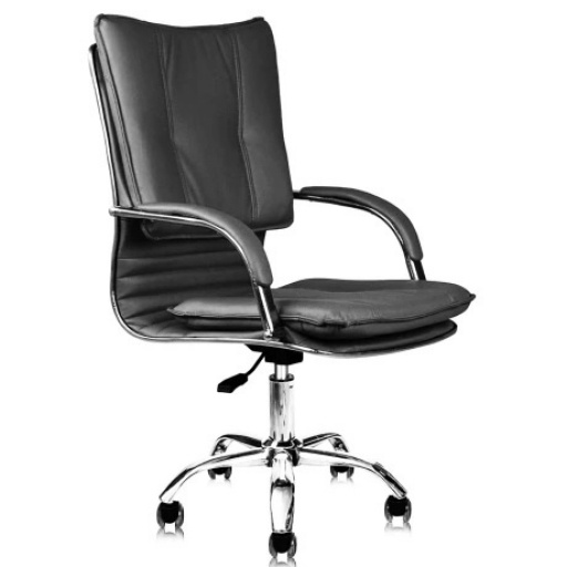 Silla Donna Negra en EcoCuero Regulable con Base Metálica