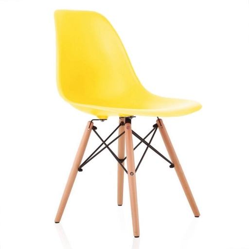 Silla Eames Basic Amarilla con Patas de Madera