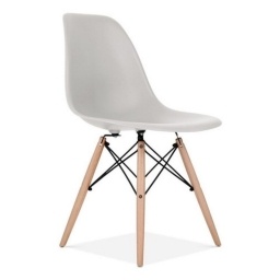 Silla Eames Gris con Patas de Madera para Comedor y Hogar