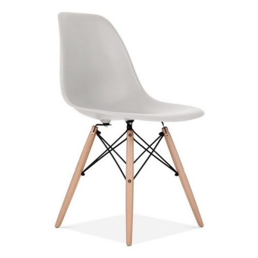 Silla Eames Gris con Patas de Madera para Comedor y Hogar