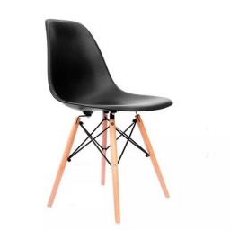 Silla Eames Negra con Patas de Madera de Haya