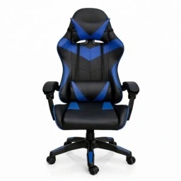 Silla Gamer Ergonómica con Masaje Lumbar y Respaldo Reclinable NegraAzul