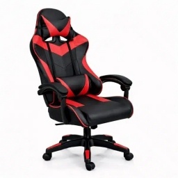 Silla Gamer Ergonómica con Masaje Lumbar y Respaldo Reclinable NegraRoja