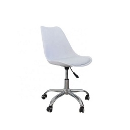 Silla Eames Blanca con Patas de Madera para Escritorio y Comedor