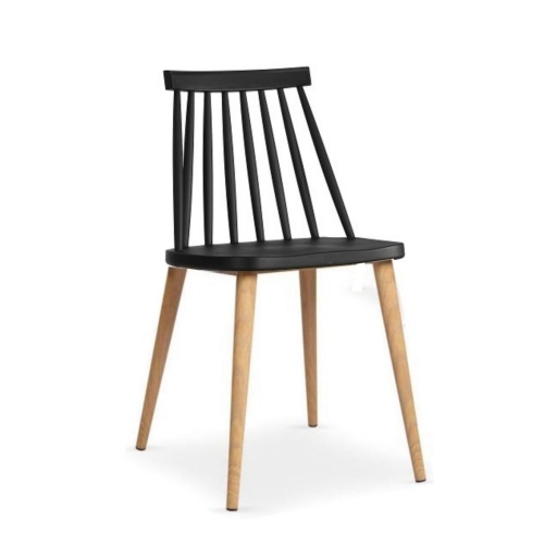 Silla Windsor Negra de Madera con Dise�o Cl�sico