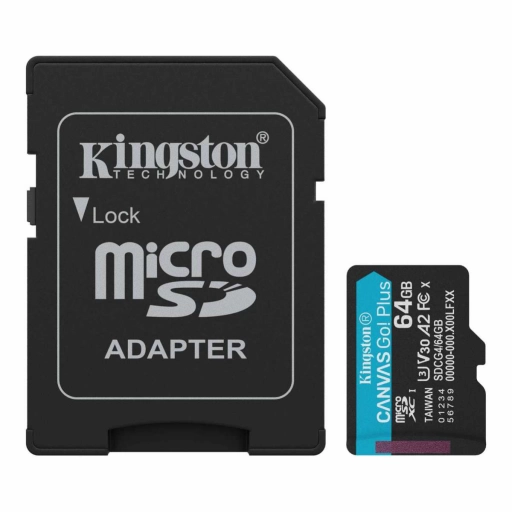 Tarjeta de Memoria MicroSD 64GB Kingston Canvas Go Plus UHS-I U3 V30 A2