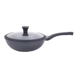 Wok Cuori Nero 28 cm Aluminio Antiadherente con Tapa